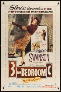 9c004 3 FOR BEDROOM C 1sh '52 cool art of glamorous Gloria Swanson boarding train!