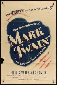 9c013 ADVENTURES OF MARK TWAIN 1sh '44 Fredric March as Twain, the gol-darndest American!