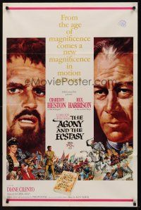 9c015 AGONY & THE ECSTASY 1sh '65 great art of Charlton Heston & Rex Harrison, Carol Reed!