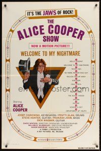 9c016 ALICE COOPER: WELCOME TO MY NIGHTMARE 1sh '75 it's the JAWS of rock,cool art of Alice Cooper!