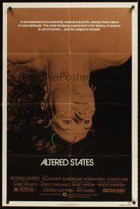 9c026 ALTERED STATES 1sh '80 William Hurt, Paddy Chayefsky, Ken Russell, sci-fi horror!