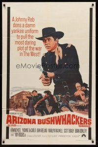 9c039 ARIZONA BUSHWHACKERS 1sh '67 cool western art of rebel in disguise Howard Keel!
