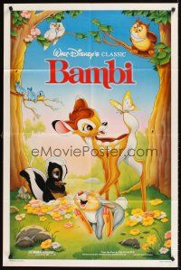 9c050 BAMBI 1sh R88 Walt Disney cartoon deer classic, great art with Thumper & Flower!