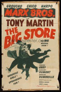 9c069 BIG STORE 1sh R50s Hirschfeld art of the three Marx Brothers, Groucho, Harpo & Chico!