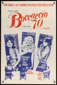 9c083 BOCCACCIO '70 1sh '62 sexy Loren, Ekberg & Schneider, plus Fellini, De Sica & Visconti!