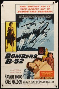 9c086 BOMBERS B-52 1sh '57 sexy Natalie Wood & Karl Malden, cool art of military planes!