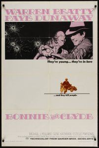 9c088 BONNIE & CLYDE 1sh '67 notorious crime duo Warren Beatty & Faye Dunaway!