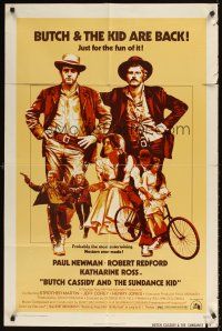 9c102 BUTCH CASSIDY & THE SUNDANCE KID 1sh R73 Paul Newman, Robert Redford, back for the fun of it