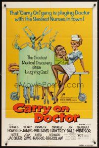 9c115 CARRY ON DOCTOR 1sh '72 English sexiest hospital nurses, wacky operation artwork!