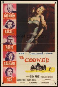 9c134 COBWEB 1sh '55 Richard Widmark, Lauren Bacall, Charles Boyer, Gloria Grahame, Lillian Gish!
