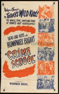 9c147 CRIME SCHOOL 1sh R47 Humphrey Bogart, the Dead End Kids turn into tomorrow's killers!