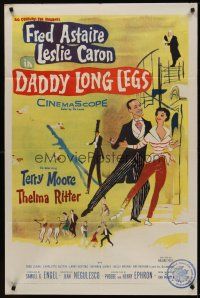 9c153 DADDY LONG LEGS 1sh '55 wonderful art of Fred Astaire in tux dancing with Leslie Caron!