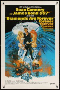 9c178 DIAMONDS ARE FOREVER 1sh R80 art of Sean Connery as James Bond by Robert McGinnis!
