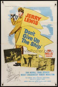 9c187 DON'T GIVE UP THE SHIP 1sh '59 full-length image of Jerry Lewis in Navy uniform!