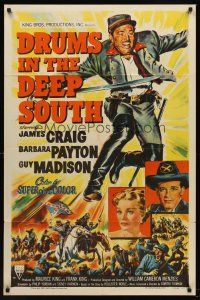 9c196 DRUMS IN THE DEEP SOUTH style A 1sh '51 James Craig & Barbara Payton in the Civil War!