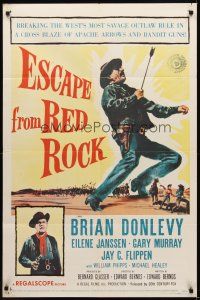 9c215 ESCAPE FROM RED ROCK 1sh '57 Brian Donlevy, Eilene Janssen & Gary Murray in western action!
