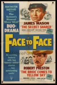 9c222 FACE TO FACE 1sh '52 double-bill of Secret Sharer & Bride Comes to Yellow Sky!