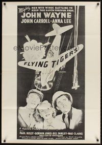 9c254 FLYING TIGERS 1sh R60s John Wayne, John Carroll, Anna Lee, art of WWII airplanes!