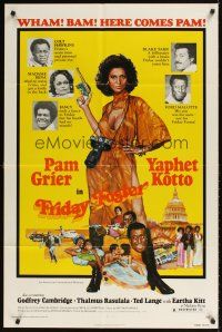 9c267 FRIDAY FOSTER 1sh '76 artwork of sexiest Pam Grier with gun and camera!