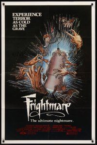 9c275 FRIGHTMARE 1sh '83 terror as cold as the grave, wild horror art of dismembered hands!