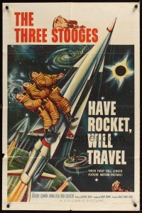 9c341 HAVE ROCKET WILL TRAVEL 1sh '59 wonderful sci-fi art of The Three Stooges in space!