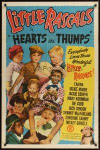 9c343 HEARTS ARE THUMPS 1sh R50 The Little Rascals & Our Gang, Jackie Cooper, Spanky!