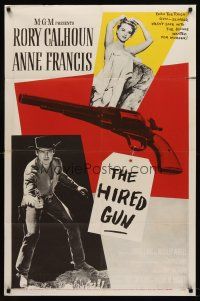 9c354 HIRED GUN 1sh '57 full-length portrait of Rory Calhoun + super sexy Anne Francis!