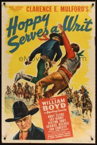 9c360 HOPPY SERVES A WRIT style A 1sh '43 William Boyd as Hopalong Cassidy, George Reeves!