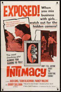 9c395 INTIMACY 1sh '66 Jack Ging, Joan Blackman, watch out for the hidden camera!
