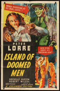 9c400 ISLAND OF DOOMED MEN 1sh '40 art of creepy Peter Lorre & pretty Rochelle Hudson!