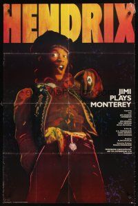 9c416 JIMI PLAYS MONTEREY 1sh '87 great close up of Hendrix on stage!
