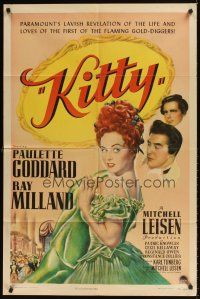 9c437 KITTY style A 1sh '45 art of pretty Paulette Goddard & Ray Milland in historical England!