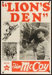 9c474 TIM MCCOY stock 1sh '40s portrait art of classic cowboy with trusty horse, Lion's Den