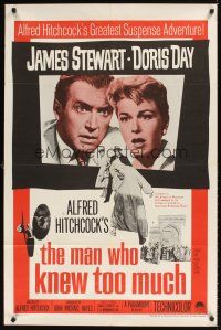 9c512 MAN WHO KNEW TOO MUCH 1sh R60s directed by Alfred Hitchcock, James Stewart & Doris Day!
