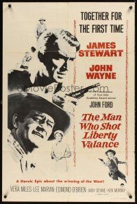 9c514 MAN WHO SHOT LIBERTY VALANCE military 1sh '62 John Wayne & James Stewart 1st time together!