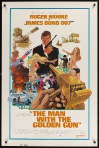 9c516 MAN WITH THE GOLDEN GUN East hemi 1sh '74 art of Roger Moore as James Bond by Robert McGinnis!