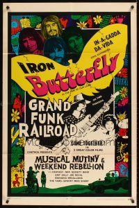 9c552 MUSICAL MUTINY/WEEKEND REBELLION 1sh '70 Iron Butterfly, Grand Funk Railroad double-bill!