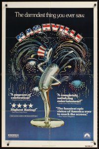 9c558 NASHVILLE 1sh '75 Robert Altman, cool patriotic sexy microphone artwork!