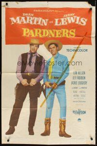 9c613 PARDNERS 1sh '56 great full-length image of cowboys Jerry Lewis & Dean Martin!
