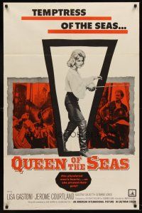9c651 QUEEN OF THE SEAS 1sh '61 Umberto Lenzi, sexy female pirate Lisa Gastoni!
