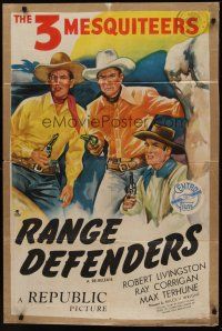 9c661 THREE MESQUITEERS stock 1sh '47 Livingston, Corrigan & Max Terhune, Range Defenders