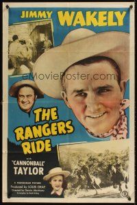 9c662 RANGERS RIDE 1sh '48 super close up of cowboy Jimmy Wakely + Dub Cannonball Taylor!