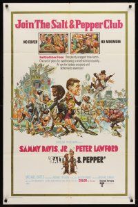 9c709 SALT & PEPPER 1sh '68 great artwork of Sammy Davis & Peter Lawford by Jack Davis!