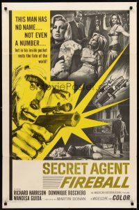 9c727 SECRET AGENT FIREBALL 1sh '66 Bond rip-off, the man with no name, not even a number!