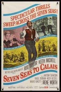 9c735 SEVEN SEAS TO CALAIS 1sh '62 pirate Rod Taylor sweeps across the seven seas!