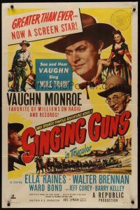 9c755 SINGING GUNS 1sh '50 singer Vaughn Monroe, sexy Ella Raines, from Max Brand's novel!
