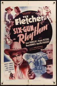 9c758 SIX-GUN RHYTHM 1sh '39 Tex Fletcher, Joan Barclay, Sam Newfield western!