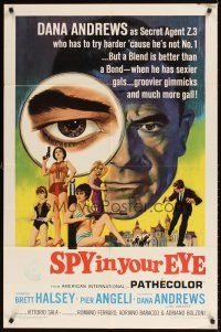 9c782 SPY IN YOUR EYE 1sh '66 Dana Andrews has sexier gals and groovier gimmicks, cool art!