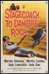 9c790 STAGECOACH TO DANCERS' ROCK 1sh '62 artwork of cowboys Martin Landau & Warren Stevens!