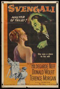9c819 SVENGALI 1sh '55 sexy Hildegarde Neff was a slave to the will of crazy Donald Wolfit!